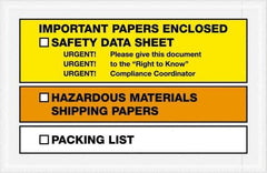 Value Collection - 1,000 Piece, 6-1/2" Long x 10" Wide, Packing List Envelope - Important Papers Enclosed, Yellow/Orange - Eagle Tool & Supply
