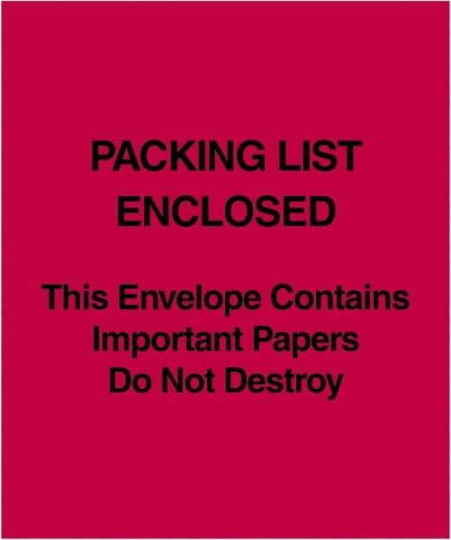 Value Collection - 1,000 Piece, 5" Long x 6" Wide, Packing List Envelope - Packing List Enclosed, Red - Eagle Tool & Supply