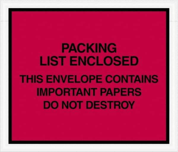 Value Collection - 1,000 Piece, 7" Long x 6" Wide, Packing List Envelope - Important Papers Enclosed, Red - Eagle Tool & Supply