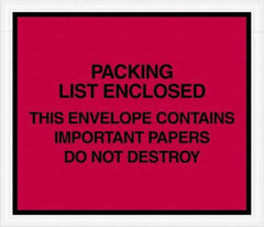 Value Collection - 1,000 Piece, 7" Long x 6" Wide, Packing List Envelope - Important Papers Enclosed, Red - Eagle Tool & Supply