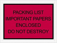 Value Collection - 1,000 Piece, 4-1/2" Long x 6" Wide, Packing List Envelope - Important Papers Enclosed, Red - Eagle Tool & Supply