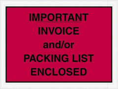Value Collection - 1,000 Piece, 4-1/2" Long x 6" Wide, Packing List Envelope - Important Invoice and/or Packing List Enclosed, Red - Eagle Tool & Supply