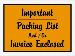 Value Collection - 1,000 Piece, 4-1/2" Long x 6" Wide, Packing List Envelope - Important Packing List And/Or Invoice Enclosed, Orange - Eagle Tool & Supply