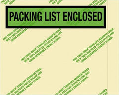 Value Collection - 1,000 Piece, 7" Long x 5-1/2" Wide, Packing List Envelope - Packing List Enclosed, Green - Eagle Tool & Supply