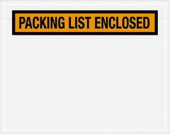 Value Collection - 1,000 Piece, 7" Long x 5-1/2" Wide, Packing List Envelope - Packing List Enclosed, Orange - Eagle Tool & Supply