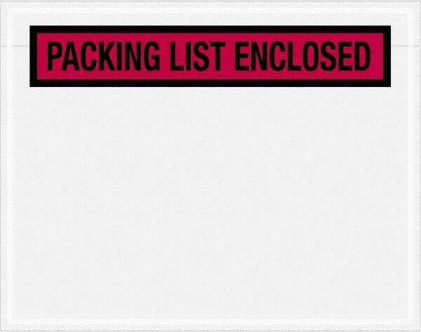 Value Collection - 1,000 Piece, 7" Long x 5-1/2" Wide, Packing List Envelope - Packing List Enclosed, Red - Eagle Tool & Supply