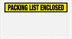 Value Collection - 1,000 Piece, 5-1/2" Long x 10" Wide, Packing List Envelope - Packing List Enclosed, Yellow - Eagle Tool & Supply