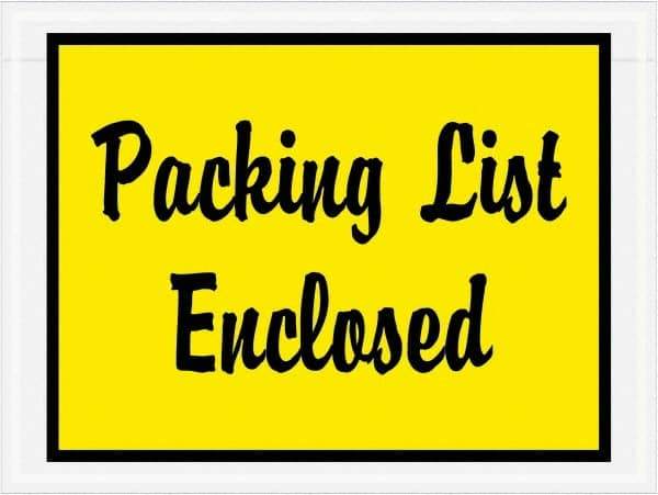 Value Collection - 1,000 Piece, 4-1/2" Long x 6" Wide, Packing List Envelope - Packing List Enclosed, Yellow - Eagle Tool & Supply