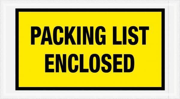 Value Collection - 1,000 Piece, 5-1/2" Long x 10" Wide, Packing List Envelope - Packing List Enclosed, Yellow - Eagle Tool & Supply
