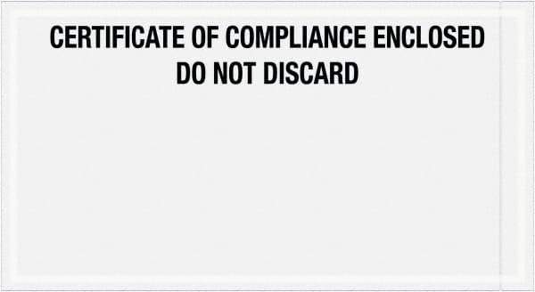 Value Collection - 1,000 Piece, 6" Long x 11" Wide, Packing List Envelope - Certificate of Compliance Enclosed, Printed Clear - Eagle Tool & Supply