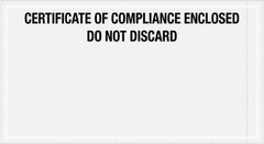 Value Collection - 1,000 Piece, 6" Long x 11" Wide, Packing List Envelope - Certificate of Compliance Enclosed, Printed Clear - Eagle Tool & Supply