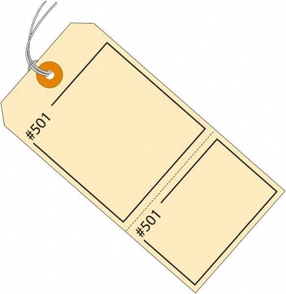 Made in USA - 4-3/4" High x 2-3/8" Long, Numbered, English Safety & Facility Retail Tag - Manila Cardstock - Eagle Tool & Supply