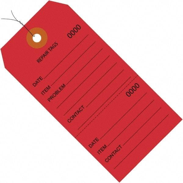 Made in USA - 6-1/4" High x 3-1/8" Long, Repair, English Safety & Facility Inspection Tag - Red Cardstock - Eagle Tool & Supply