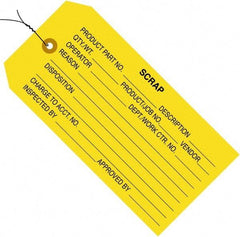 Made in USA - 4-3/4" High x 2-3/8" Long, Scrap, English Safety & Facility Inspection Tag - Yellow Cardstock - Eagle Tool & Supply