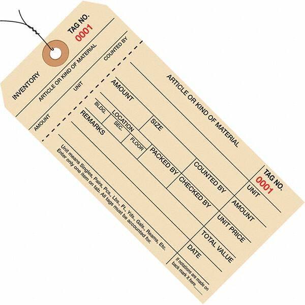 Made in USA - 6-1/4" High x 3-1/8" Long, Inventory, English Safety & Facility Numbered Tag - Manila Cardstock - Eagle Tool & Supply