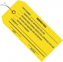 Made in USA - 4-3/4" High x 2-3/8" Long, ACCEPTED, English Safety & Facility Inspection Tag - Yellow Cardstock - Eagle Tool & Supply