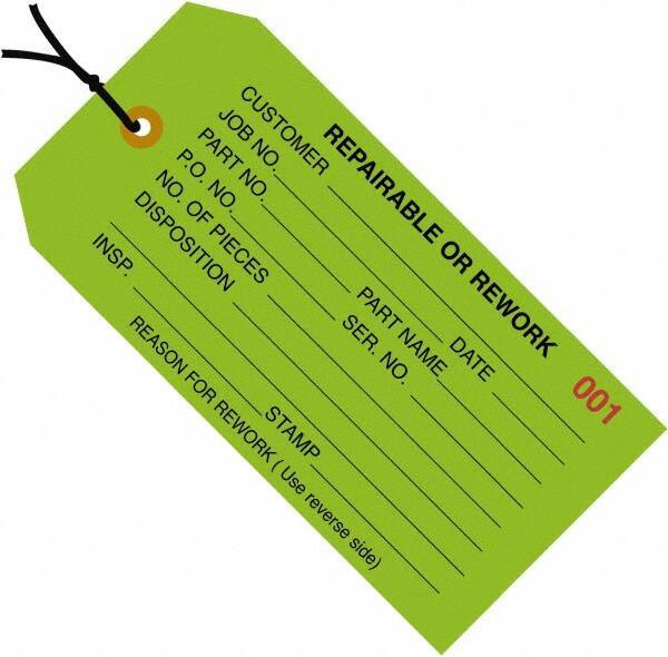 Made in USA - 4-3/4" High x 2-3/8" Long, Safety & Facility Blank Tag - Green Cardstock - Eagle Tool & Supply