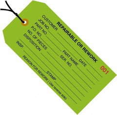 Made in USA - 4-3/4" High x 2-3/8" Long, Safety & Facility Blank Tag - Green Cardstock - Eagle Tool & Supply