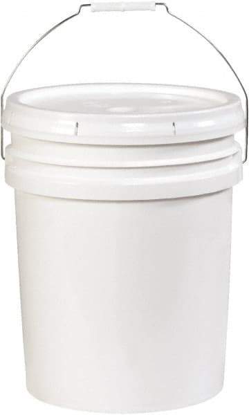 Made in USA - 5 Gal White Cylinder Metal Pail - 13-3/8" High - Eagle Tool & Supply