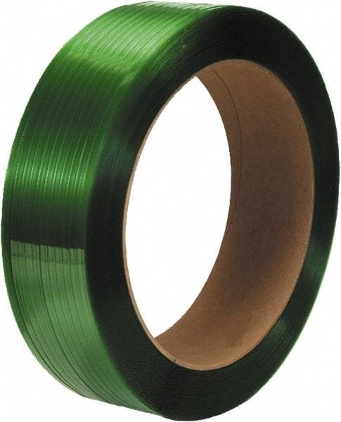 Made in USA - 3,600' Long x 1/2" Wide, Coil Case Polyester Hand Strapping - 600 Lb Capacity, 0.02" Thick - Eagle Tool & Supply