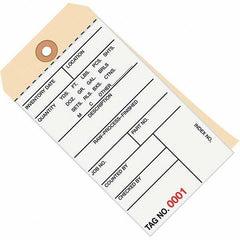 Made in USA - 6-1/4" High x 3-1/8" Long, Inventory, English Safety & Facility Numbered Tag - White & Manila Cardstock - Eagle Tool & Supply