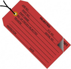 Made in USA - 4-3/4" High x 2-3/8" Long, Inventory, English Safety & Facility Numbered Tag - Red Cardstock - Eagle Tool & Supply