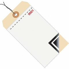 Made in USA - 6-1/4" High x 3-1/8" Long, Inventory, English Safety & Facility Numbered Tag - White & Manila Cardstock - Eagle Tool & Supply