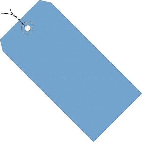 Made in USA - 5-1/4" High x 2-5/8" Long, Safety & Facility Blank Tag - Dark Blue Cardstock - Eagle Tool & Supply