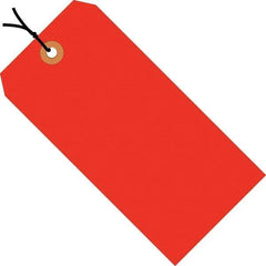 Made in USA - 3-1/4" High x 1-5/8" Long, Safety & Facility Blank Tag - Fluorescent Red Cardstock - Eagle Tool & Supply