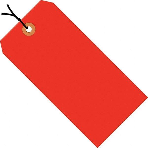 Made in USA - 4-1/4" High x 2-1/8" Long, Safety & Facility Blank Tag - Fluorescent Red Cardstock - Eagle Tool & Supply