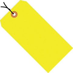 Made in USA - 4-3/4" High x 2-3/8" Long, Safety & Facility Blank Tag - Fluorescent Yellow Cardstock - Eagle Tool & Supply
