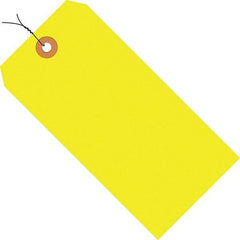 Made in USA - 4-1/4" High x 2-1/8" Long, Safety & Facility Blank Tag - Fluorescent Yellow Cardstock - Eagle Tool & Supply