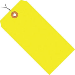 Made in USA - 5-1/4" High x 2-5/8" Long, Safety & Facility Blank Tag - Fluorescent Yellow Cardstock - Eagle Tool & Supply