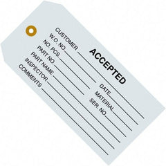 Made in USA - 4-3/4" High x 2-3/8" Long, ACCEPTED, English Safety & Facility Inspection Tag - Blue Cardstock - Eagle Tool & Supply
