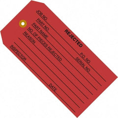 Made in USA - 4-3/4" High x 2-3/8" Long, REJECTED, English Safety & Facility Inspection Tag - Red Cardstock - Eagle Tool & Supply