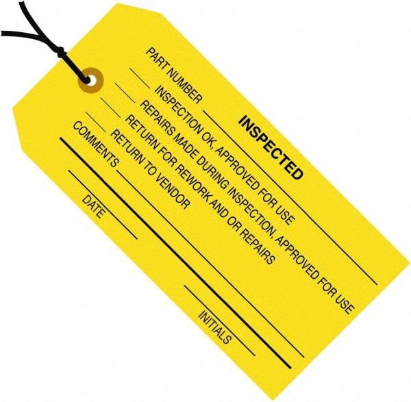 Made in USA - 4-3/4" High x 2-3/8" Long, Safety & Facility Blank Tag - Yellow Cardstock - Eagle Tool & Supply