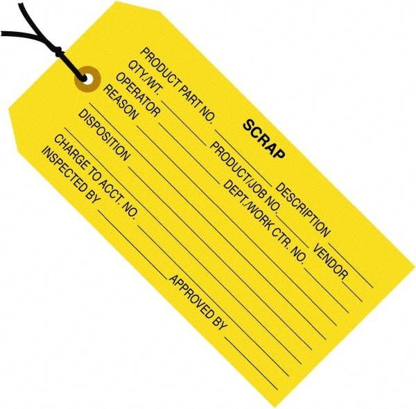 Made in USA - 4-3/4" High x 2-3/8" Long, Safety & Facility Blank Tag - Yellow Cardstock - Eagle Tool & Supply