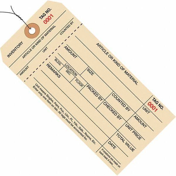 Made in USA - 6-1/4" High x 3-1/8" Long, Inventory, English Safety & Facility Numbered Tag - Manila Cardstock - Eagle Tool & Supply