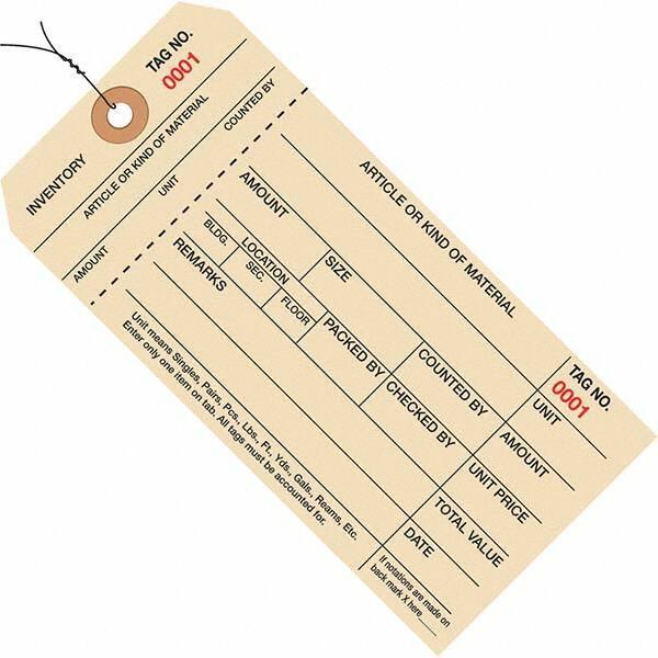 Made in USA - 6-1/4" High x 3-1/8" Long, Inventory, English Safety & Facility Numbered Tag - Manila Cardstock - Eagle Tool & Supply