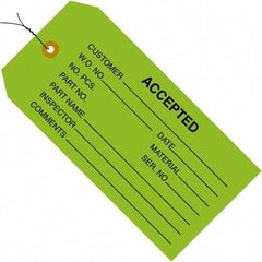 Made in USA - 4-3/4" High x 2-3/8" Long, ACCEPTED, English Safety & Facility Inspection Tag - Green Cardstock - Eagle Tool & Supply