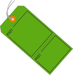 Made in USA - 4-3/4" High x 2-3/8" Long, Numbered, English Safety & Facility Retail Tag - Green Cardstock - Eagle Tool & Supply