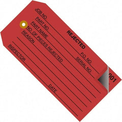 Made in USA - 4-3/4" High x 2-3/8" Long, REJECTED, English Safety & Facility Inspection Tag - Red Cardstock - Eagle Tool & Supply