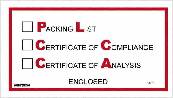 Value Collection - 1,000 Piece, 5-1/2" Long x 10" Wide, Packing List Envelope - Packing List/Certificate of Compliance/Certificate of Analysis Enclosed, Red/Black - Eagle Tool & Supply