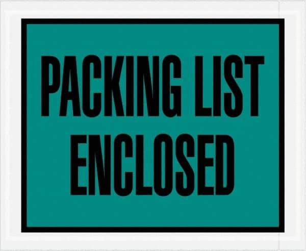 Value Collection - 1,000 Piece, 4-1/2" Long x 5-1/2" Wide, Packing List Envelope - Packing List Enclosed, Green - Eagle Tool & Supply