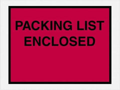 Value Collection - 1,000 Piece, 4-1/2" Long x 6" Wide, Packing List Envelope - Packing List Enclosed, Red - Eagle Tool & Supply