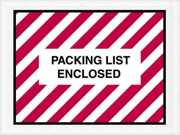 Value Collection - 1,000 Piece, 4-1/2" Long x 6" Wide, Packing List Envelope - Packing List Enclosed, Red/White - Eagle Tool & Supply