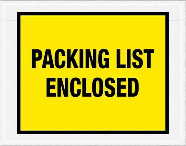 Value Collection - 1,000 Piece, 7" Long x 5-1/2" Wide, Packing List Envelope - Packing List Enclosed, Yellow - Eagle Tool & Supply
