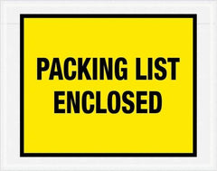 Value Collection - 1,000 Piece, 7" Long x 5-1/2" Wide, Packing List Envelope - Packing List Enclosed, Yellow - Eagle Tool & Supply
