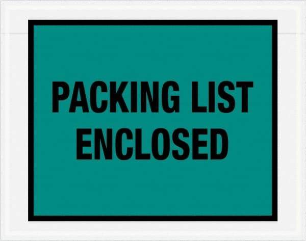 Value Collection - 1,000 Piece, 7" Long x 5-1/2" Wide, Packing List Envelope - Packing List Enclosed, Green - Eagle Tool & Supply