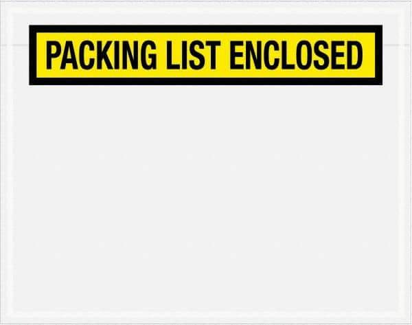 Value Collection - 1,000 Piece, 7" Long x 5-1/2" Wide, Packing List Envelope - Packing List Enclosed, Yellow - Eagle Tool & Supply